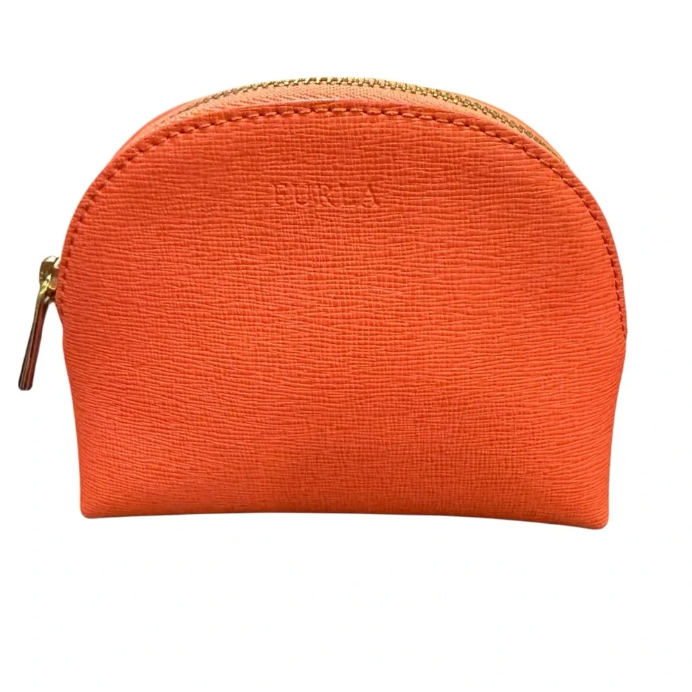 Furla Dual-Tone Blush Pink and Coral Crescent Cosmetic Accessory Bag Set (2)